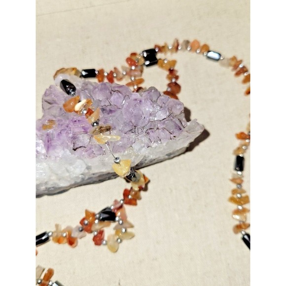 Magnetic Hematite Agate Beaded Open End Wrap Necklace Bracelet - Picture 4 of 7